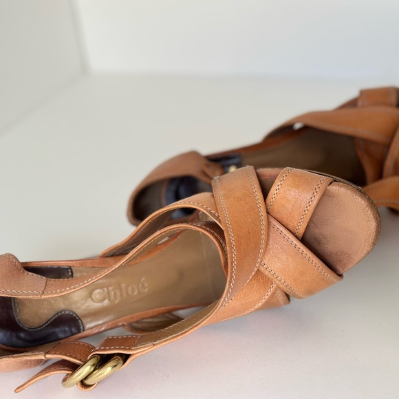 BEATERS: Vintage Chloé Pêche O Ring Leather Strap Chunky Heel (38) - Picture 7 of 13